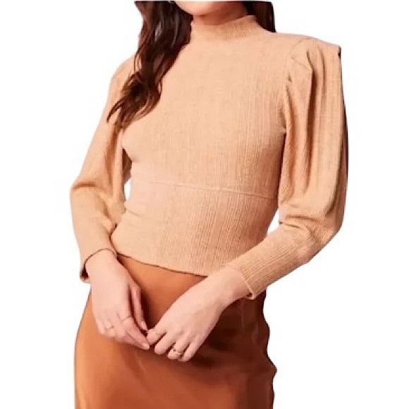 Band of the free sweater camel long sleeve ribbed knit sz Large New with tags - Picture 1 of 8